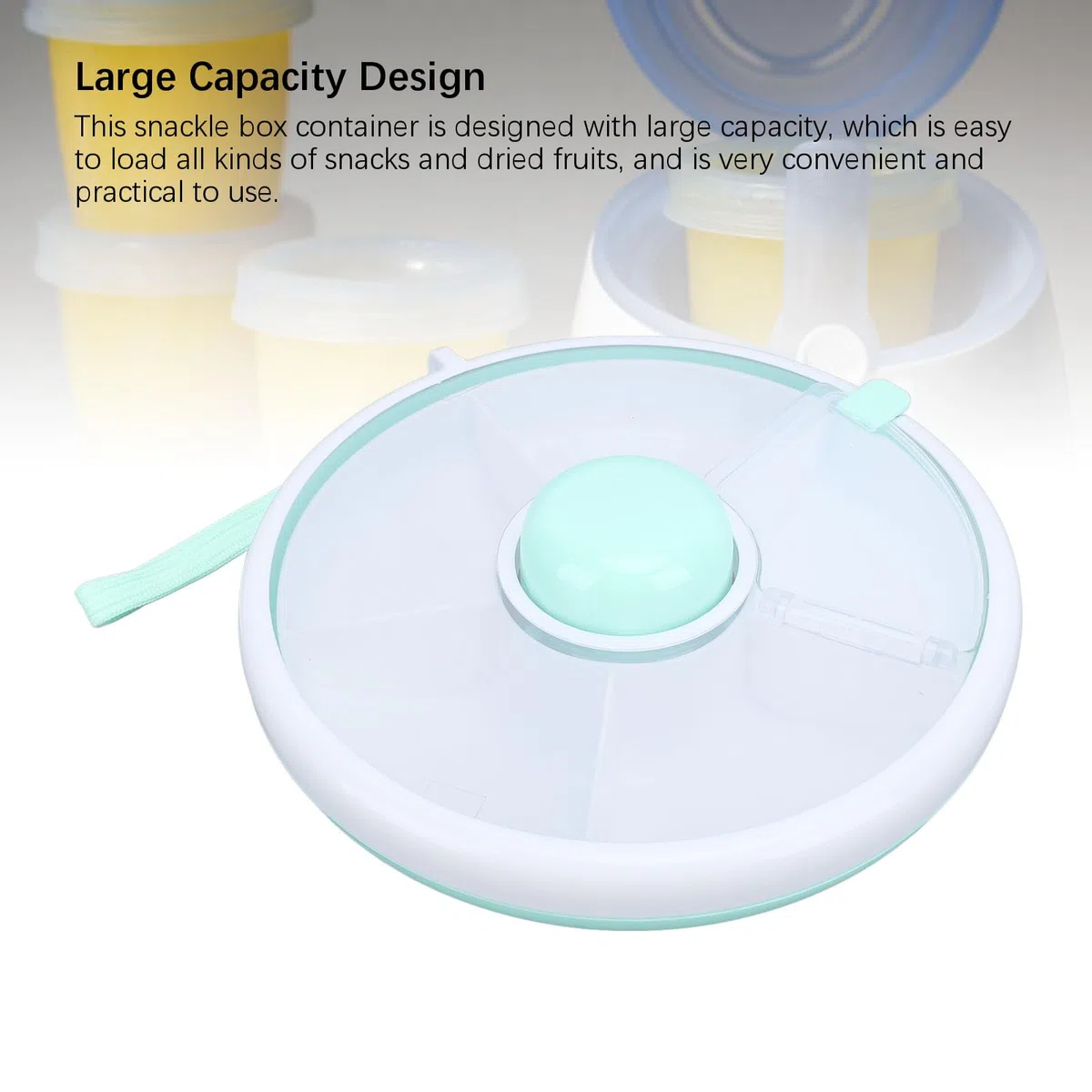 Snack Spinner, Kids, Contenedor de Bocadillos Reutilizable de Gran Capacidad con Dispensador de 5 Compartimentos y Tapa, a Prueba de Fugas, a Prueba de Derrames,