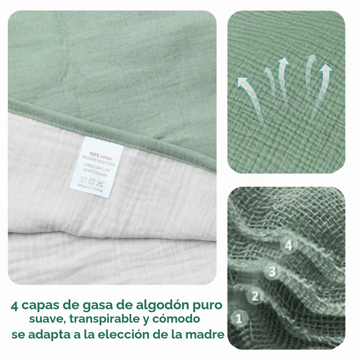 Muselina Manta Bebé 90x90cm, Muselina Manta Swaddle Bebé, Mantas Swaddle de muselina, Manta de Algodón Suave para bebé, Mantas Envolventes de Tela de muselinas, Muslin Blanket for Newborns (caqui)