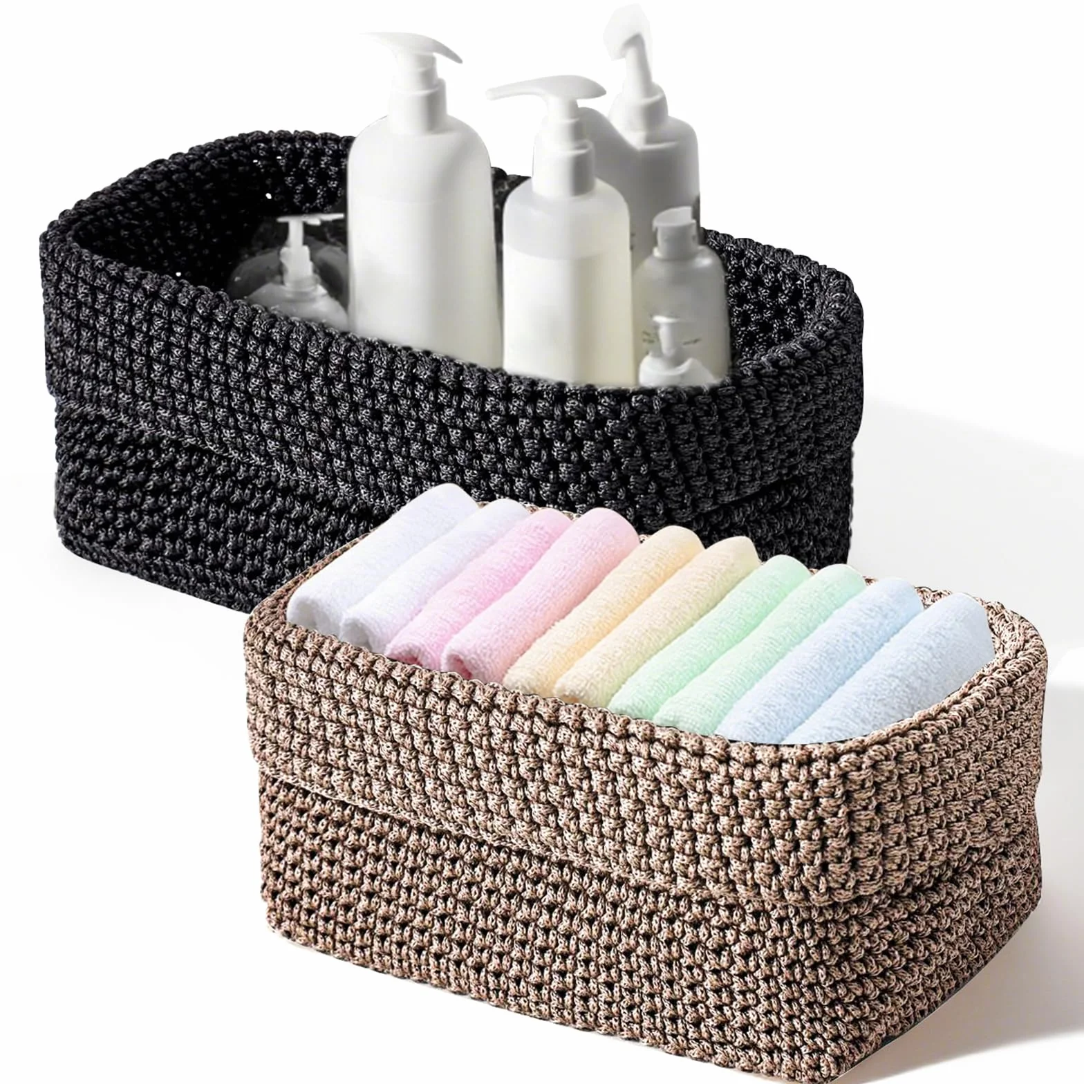 Cestas Almacenaje Baño Apilable Tejida Organizadora Cosméticos 2 Uds