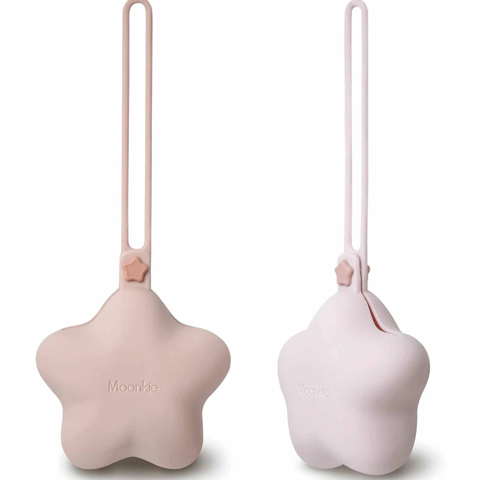 Moonkie Guarda Chupetes Bebe, Porta Chupetes Bebe de Silicona(Set de 2), Chupetero Silicona Transparentes, Portachupetes Sin BPA, Caja Chupete, Fundas para Chupetes(Blush/Lila Claro)