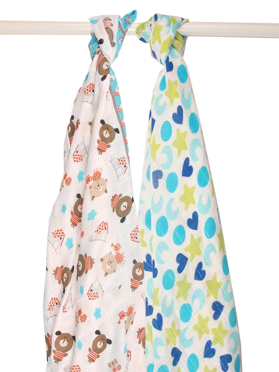 Ti TIN Muselina bebé bambú 120x120 cm – Antiácaros, Suave, Transpirable y Grande – Arrullo multifunción Verano, Lavable y Ligera, diseño Multicolor de Casitas