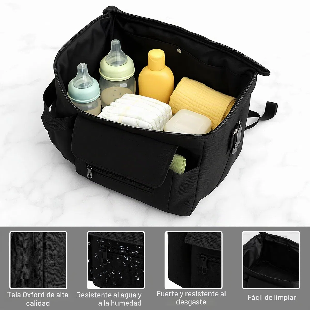 bolsa carro bebe, bolso carrito bebe, bolso para carro bebe, bolso bebe, bolsa carrito bebe, bolsos carro bebe Compatible con Doona, Baby Jogger y Uppababy (negro)