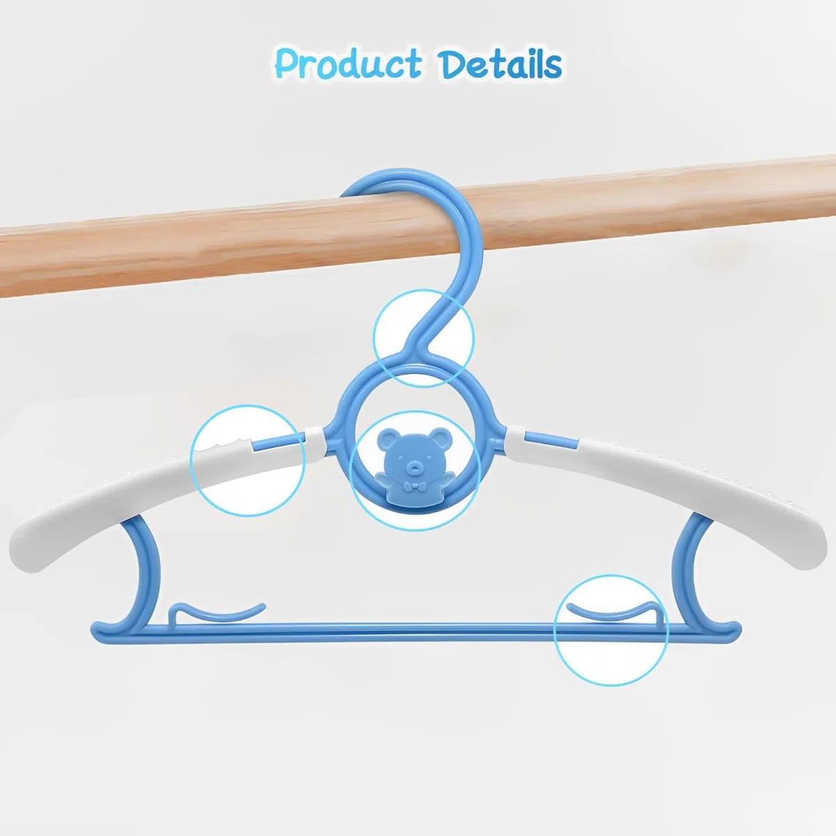 Xpieoyrm Juego de 30 Perchas Extensibles para bebés, Ajustables y Antideslizantes, 28-36cm, Azul, Polipropileno, Ahorro de espacio