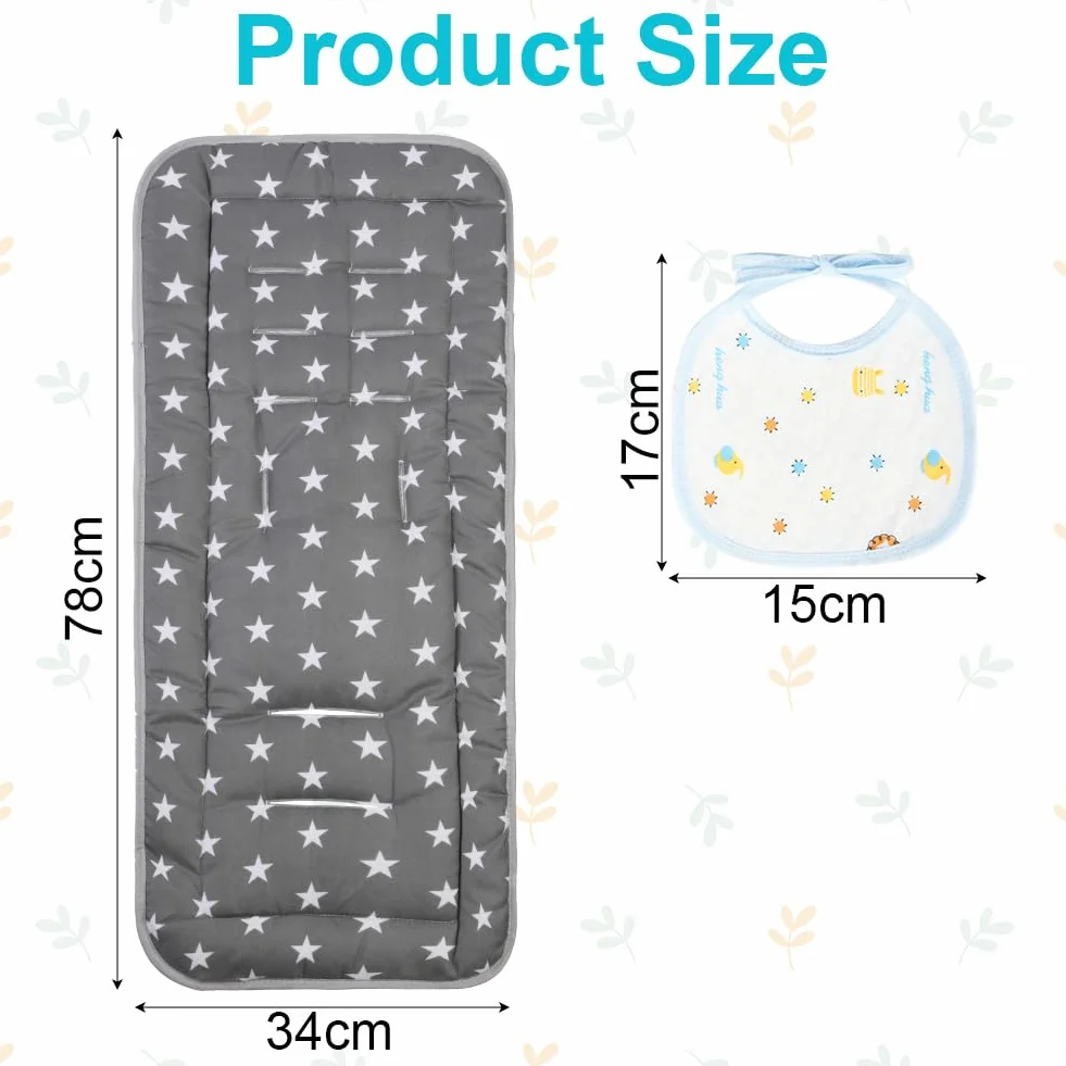 Colchoneta para Sillas de Paseo, Cojín Carro Bebe Universal, Forro de Cochecito de Bebé, Forro para Asiento de Cochecito para El Cochecito y Asiento Carro, Transpirable Suave Algodón