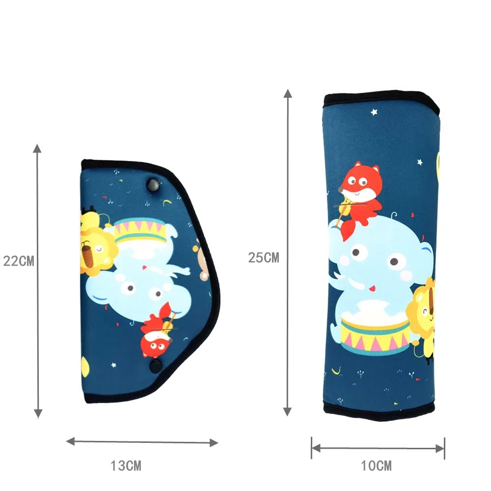 Protector Cinturon Coche Niños，Almohadillas para Cinturón Coche Seguridad con Niños Ajustador del Cinturón de Seguridad para Niños Bebés Adultos (Animal Party)