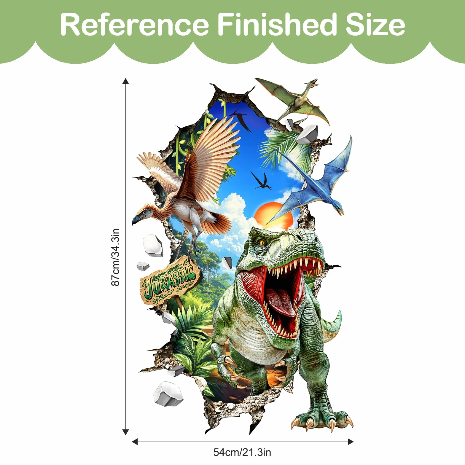 Tanlaby Pegatinas para Pared 3D Dinosaurios T-Rex Pterodáctilo Adhesivos de Pared Animales Prehistóricos Vinilos Decorativos para Niños