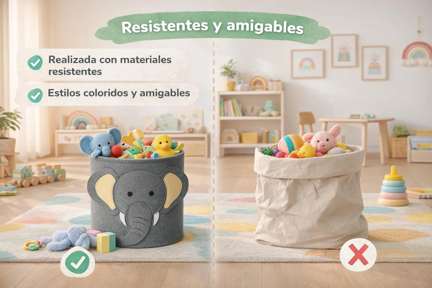Cesta organizadora para ropa o juguetes 35 x 35 cm infantil bebe