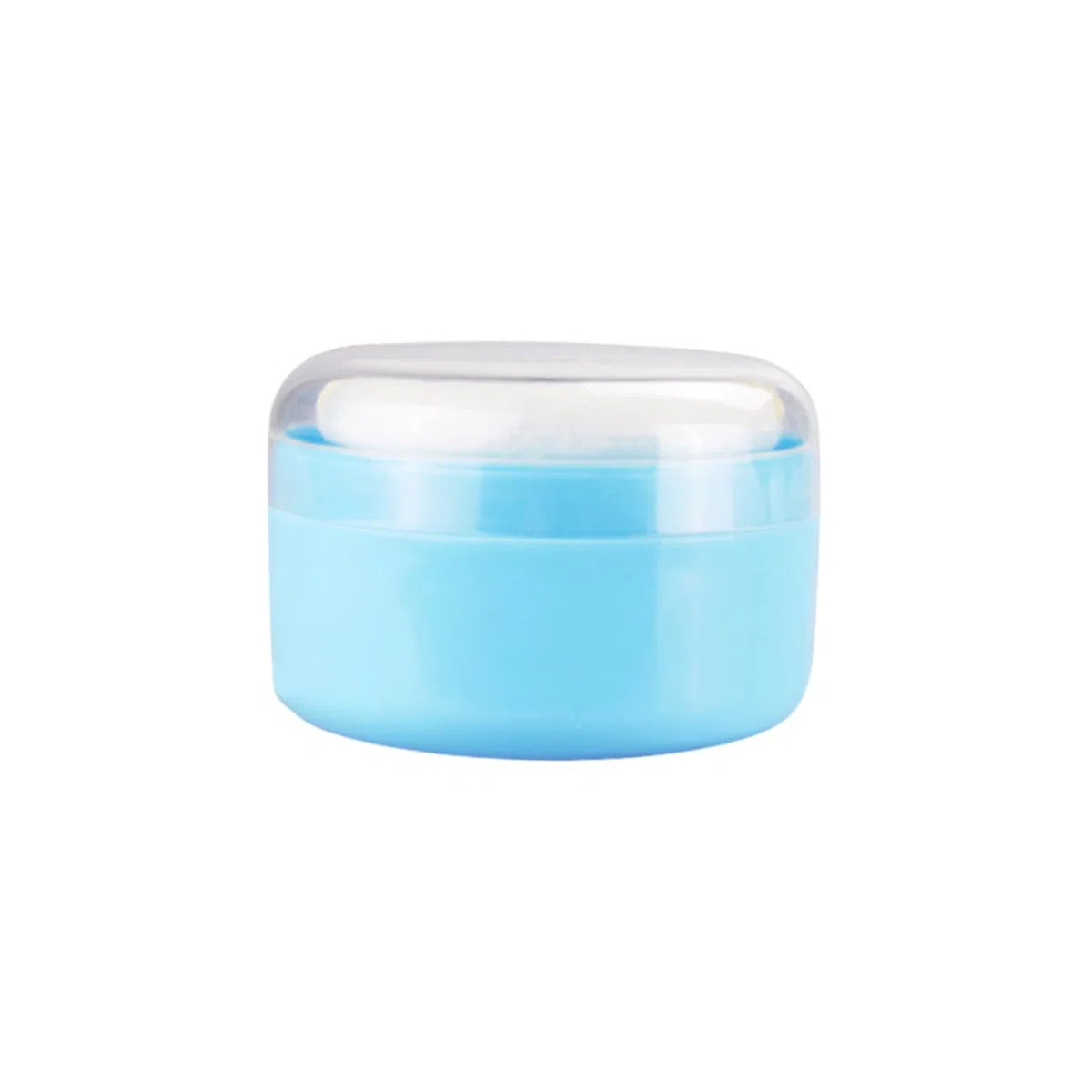 ERINGOGO Juego de 2 Puff de Polvo Corporal para Bebés con Aplicador Esponja y Cedazo, Envase Plástico Azul para Uso Diario en Casa, Aplicación Uniforme y Portátil