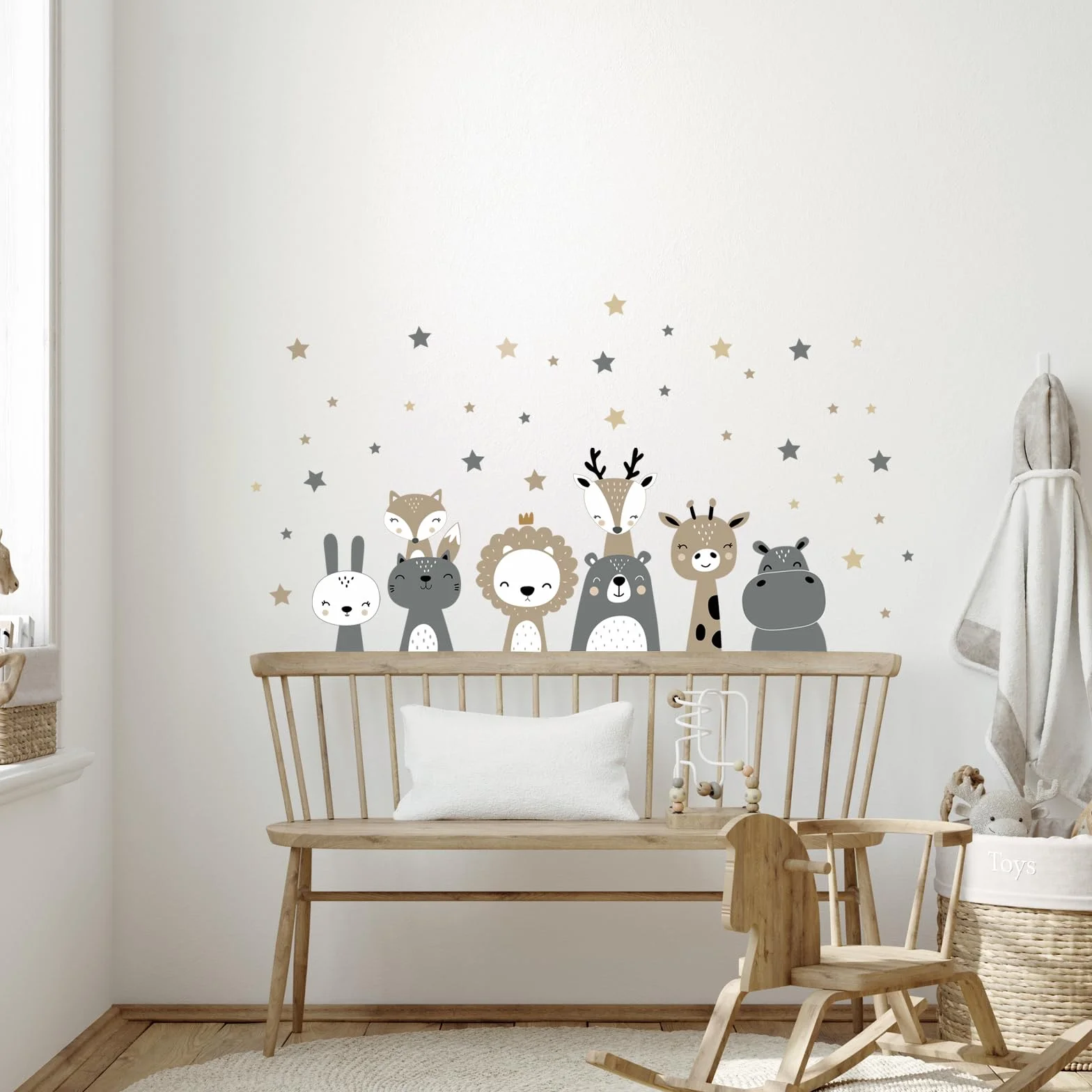Tanlaby Pegatinas de Pared Safari Animales de la Jungla Vinilos Boho Gris Jirafa León Decorativos