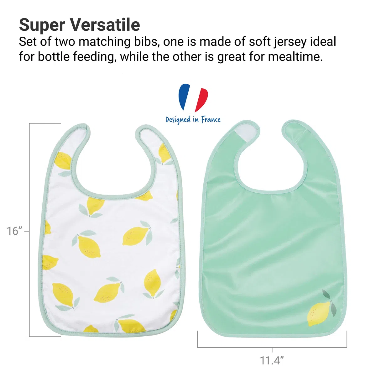BabyToLove Set of 2 Bibs | Soft & Waterproof with a Hook & Loop Closure | Infant & Toddler Mealtimes