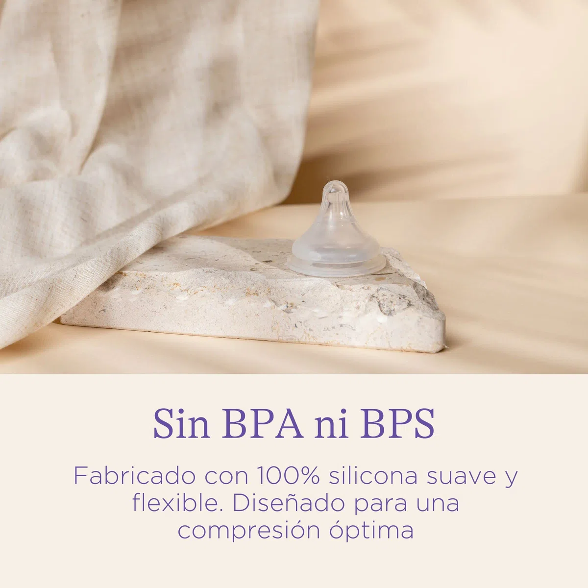Biberón de Cristal de Lansinoh para Leche Materna con tetina simuladora del pezón, flujo medio, 240 ml/1 Ud., lila/transparente (77250)