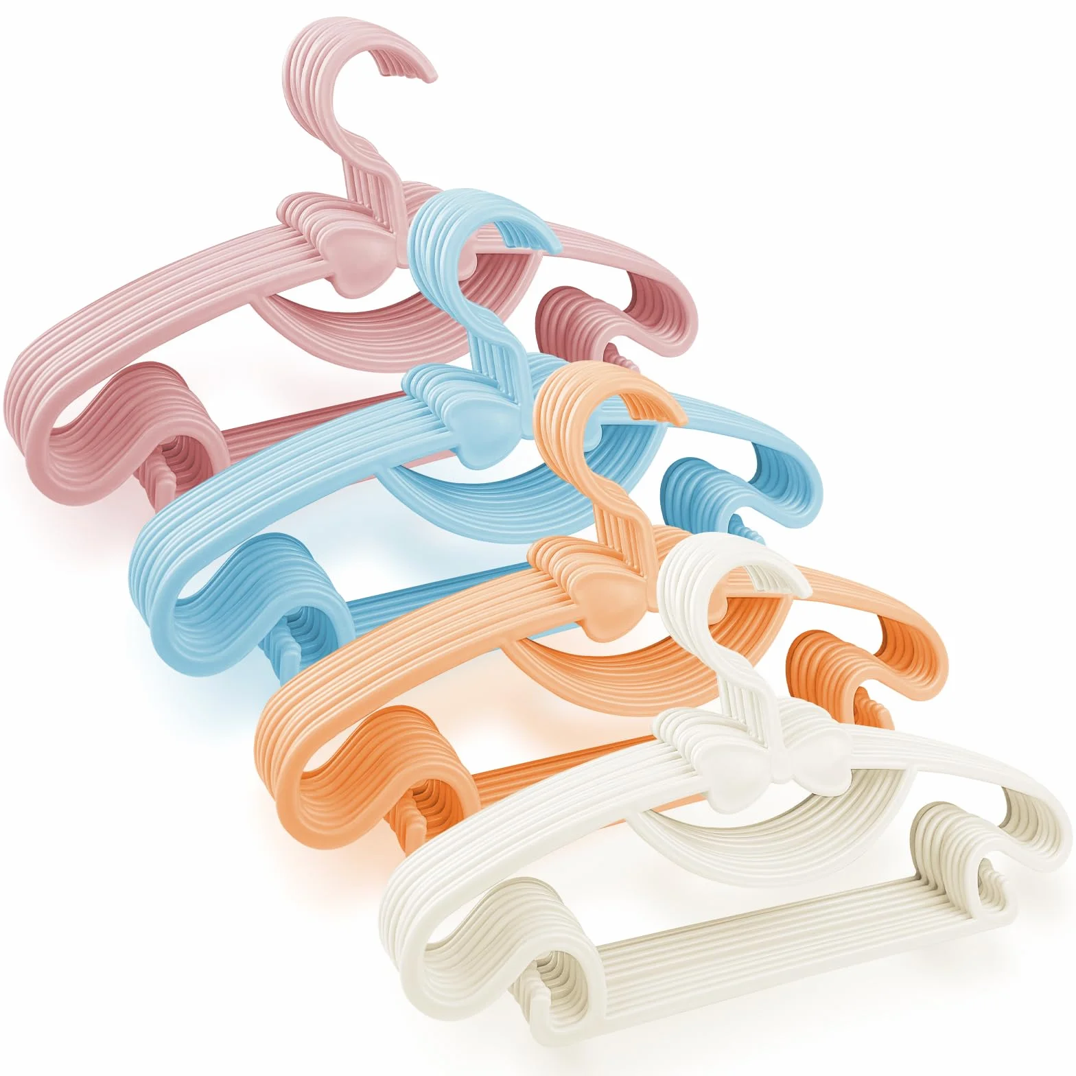 Magrimaxio 40 Piezas Perchas Ropa 4 Colores, Perchas Infantiles Antideslizantes 29.7cm, Perchas Niños Plástico, Percha Bebe Ahorro de Espacio, Baby Hangers para Infantil Armario, Ropa Bebé