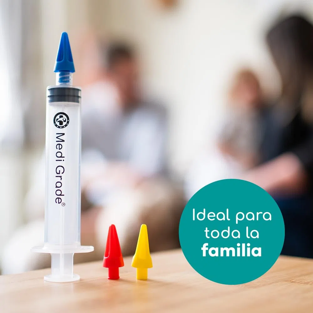 Medi Grade Kit de Jeringuilla para Limpieza de Oídos con Aceite de Oliva y 3x Puntas Suaves para Sacar Cera - Limpiador de Oídos Reutilizable - Limpia Oídos Casero - Mejora la Audición