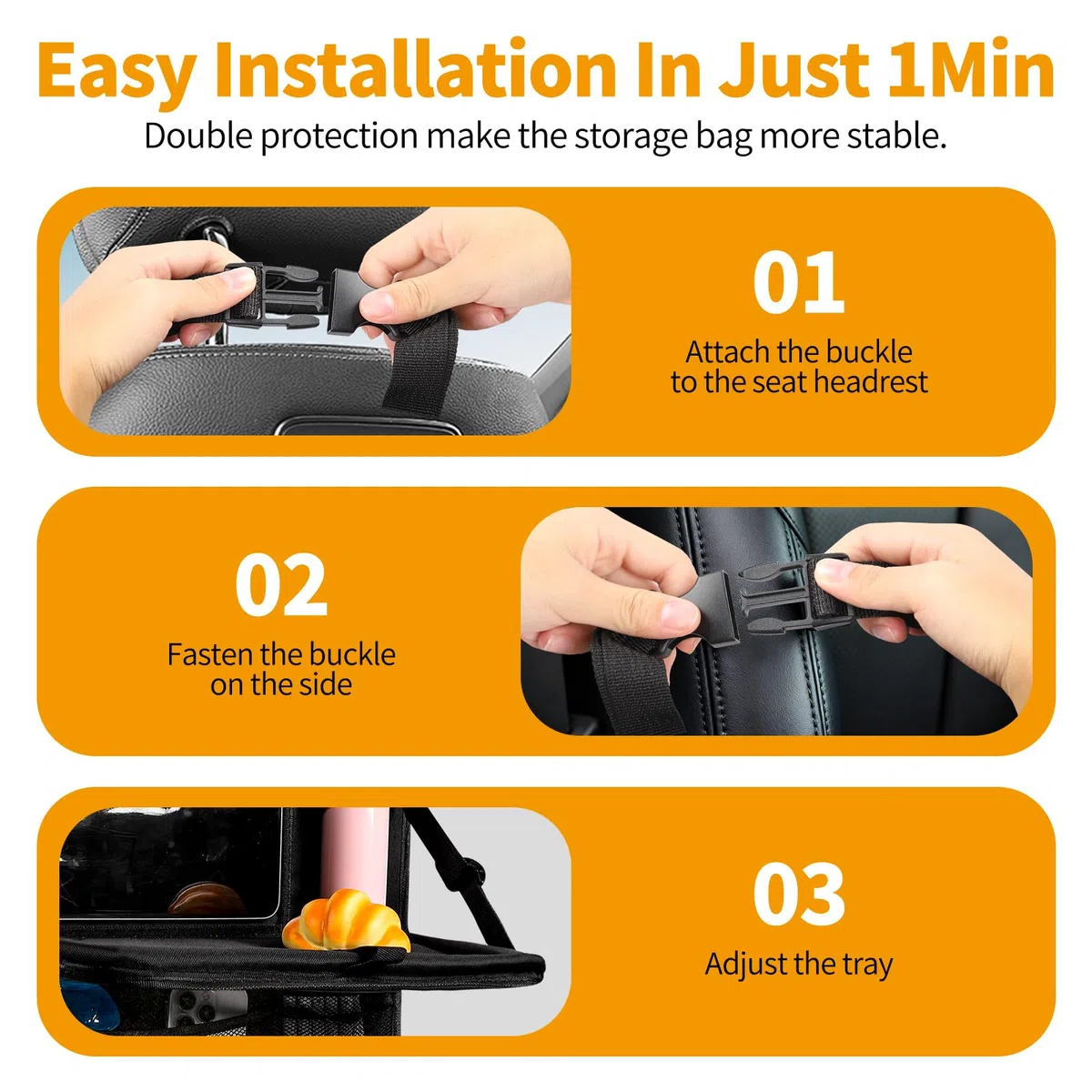 Organizador Asiento Coche con Mesa Plegable, Organizador Coche Niños con Bolsillo & Funda para Tablet, Protector Impermeable Respaldo Asiento, Para Viajes Familiares y Almacenamiento Juguetes