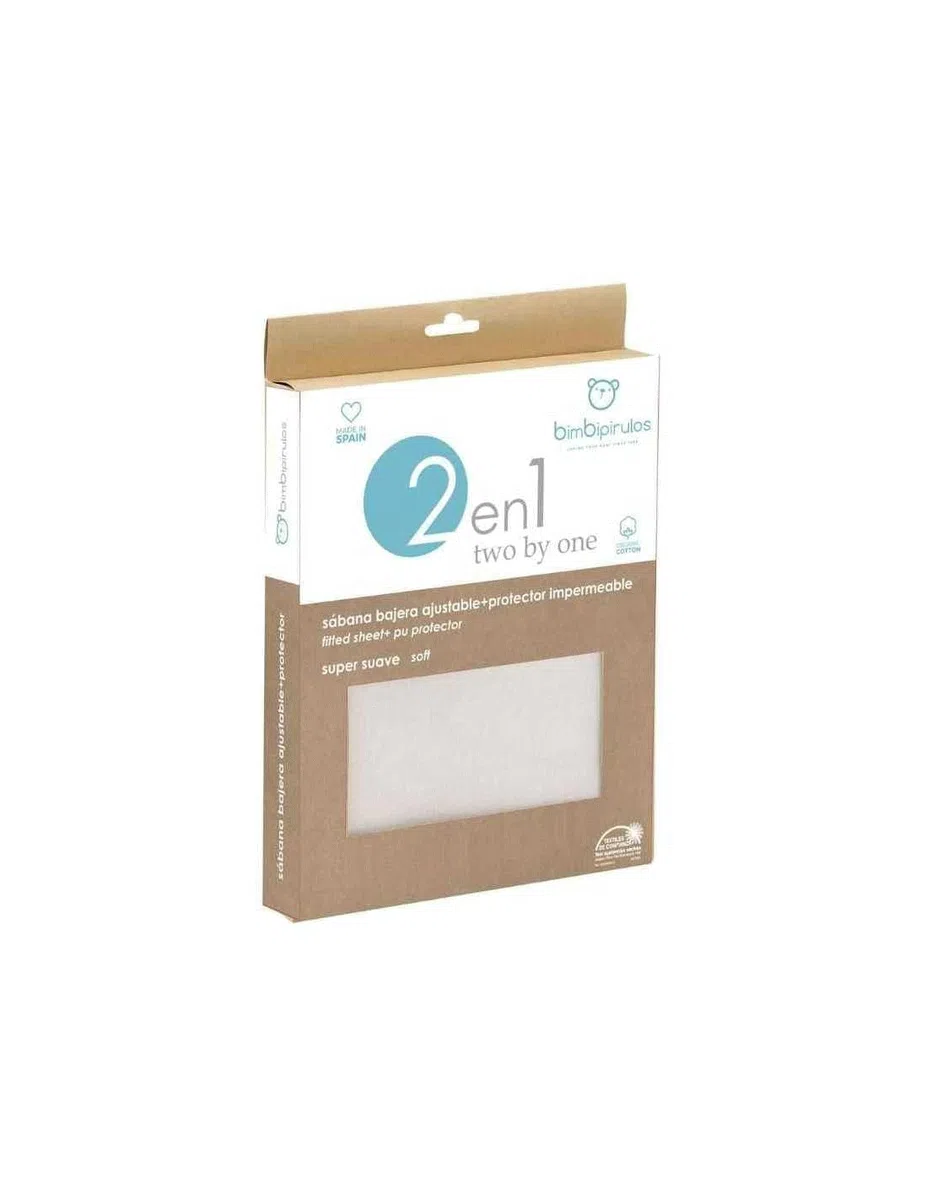 Pirulos Sábana Bajera Protectora Impermeable para Cochecito de Bebé de 40x80 cm/Sábana Bajera Ajustable + Protector Impermeable, Color Blanco